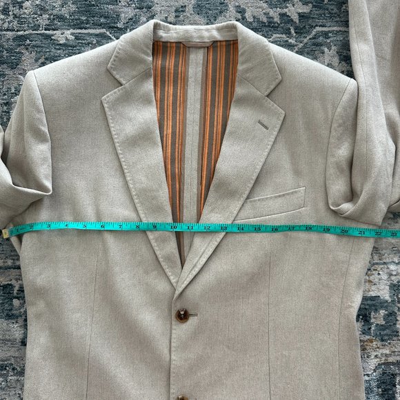 HERMES Mens linen and cotton neutral sport coat blazer jacket - Picture 4 of 11
